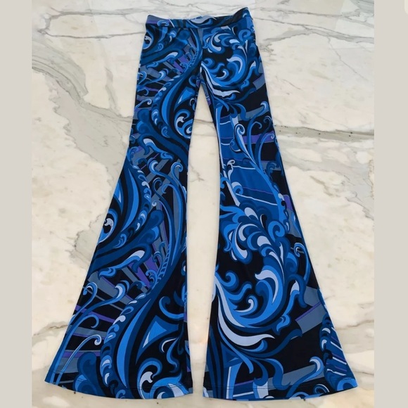 EMILIO PUCCI BLACK BLUE MULTI VISCOSE SILK PRINT PANTS 36RT62 SIZE IT 42 / US 8 - Picture 9 of 15